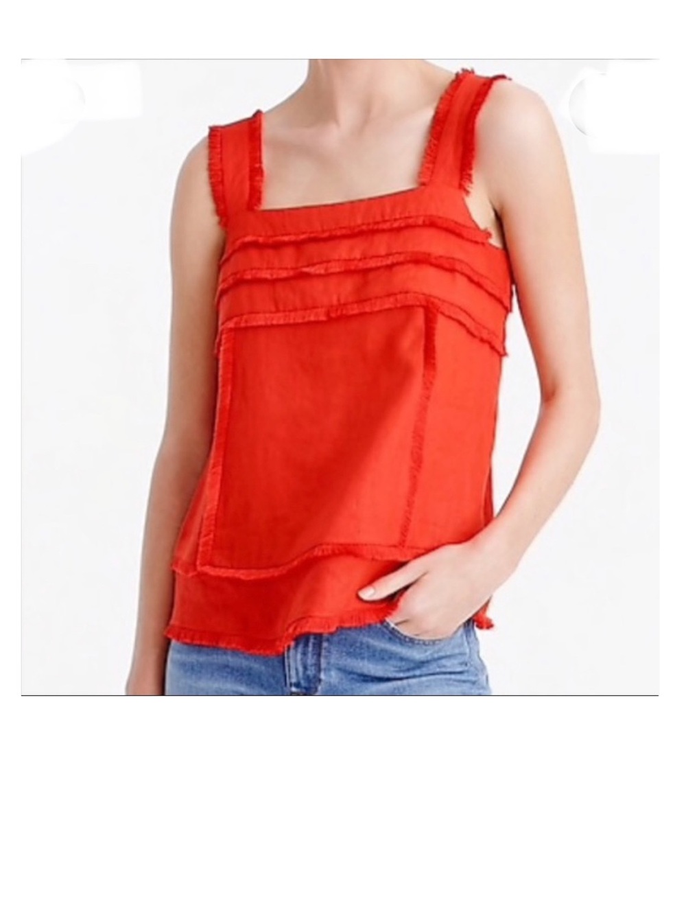 jcrew linen fringe tank top